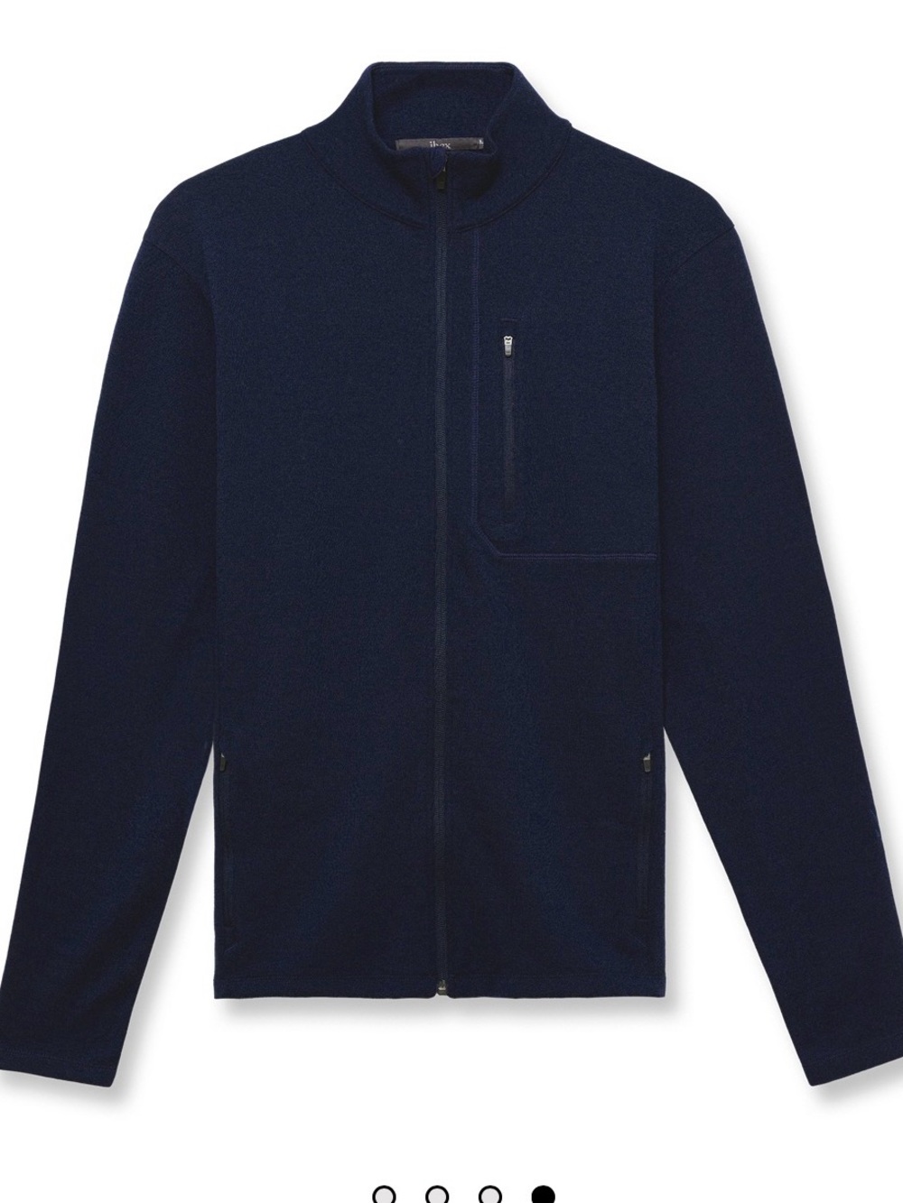 ibex Men's Navy Full-Zip Fleece Jacket 100% merino wool